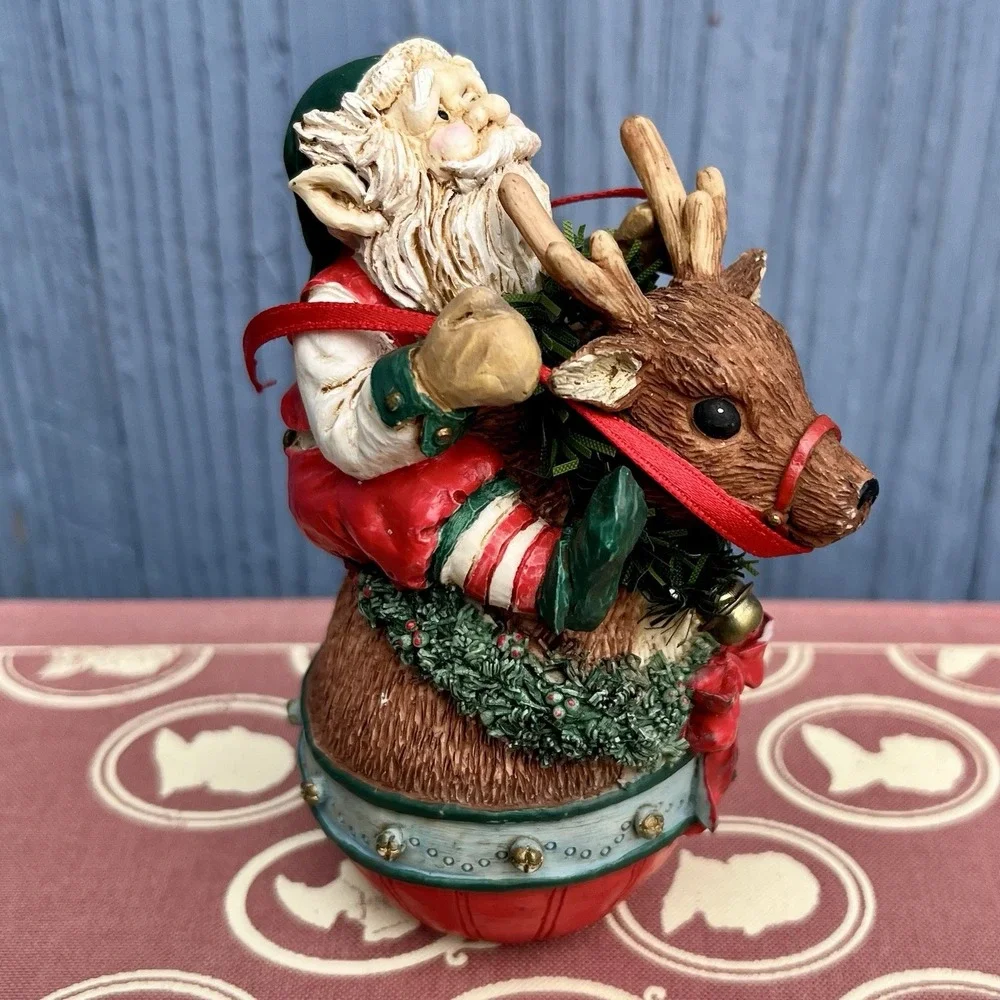 Midwest Importers Roly Poly Elf Riding a Reindeer 4.5